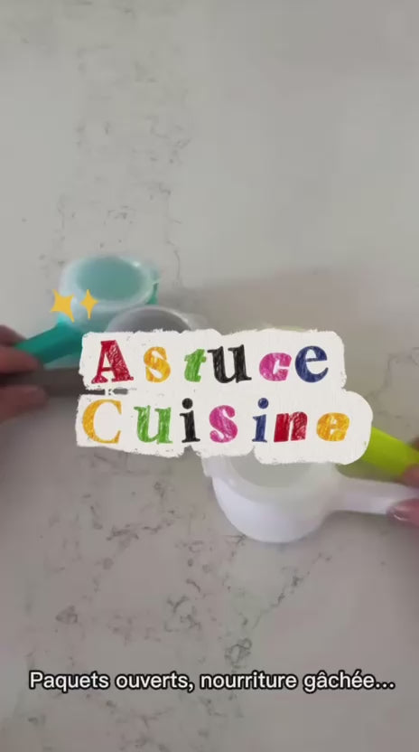 Clip Verseur Hermétique Klozy — referme vos sachets et verse sans en mettre partout